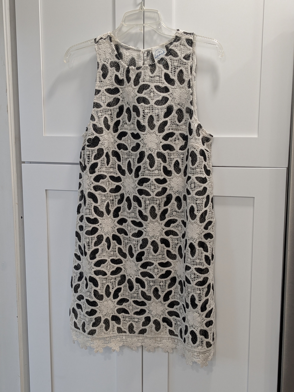 LOFT Black and White Lace Shift Dress